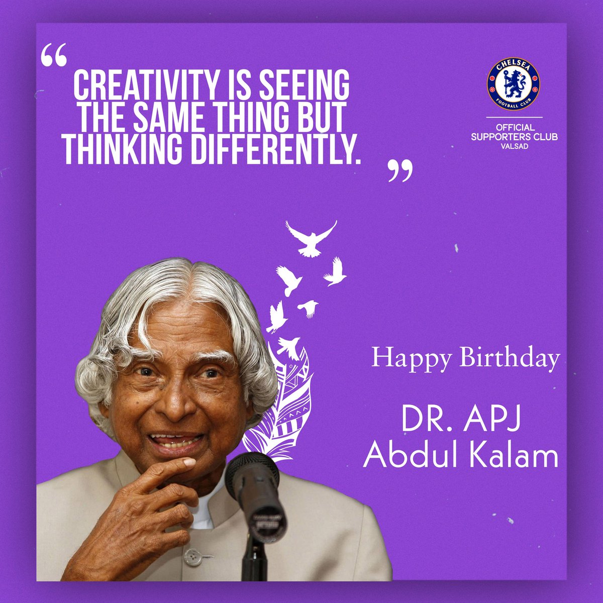 CiscValsad's tweet photo. Let's remember "The Missile Man of India" Dr. APJ Kalam Sir on his Birth Anniversary.๐๐ฎ๐ณ
#CFC #CFC500 #apjabdulkalam https://t.co/pVTvASAUm8