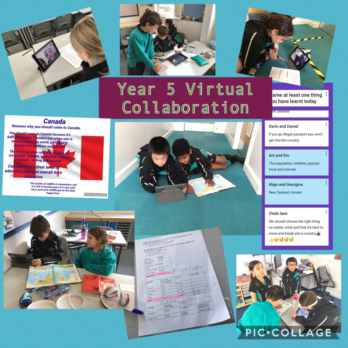 SPFJuniorSchool's tweet photo. @SPFRosedaleHse Year 5 had a really successful Collaboration afternoon on our topic of Migration. 22 simultaneous google meets and several trips across the globe.#digitallearners #globalcitizens #SPFschools https://t.co/kIPzKv2ASz