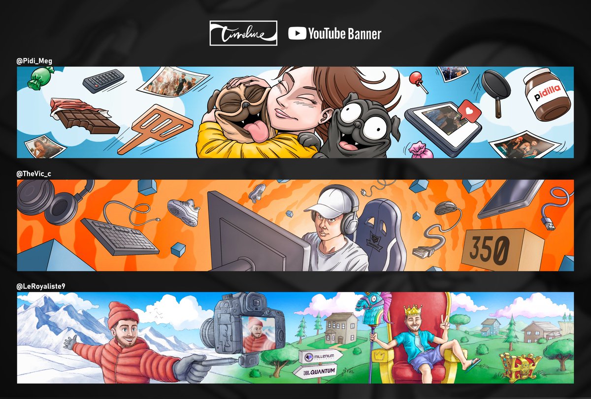 TimelineStudio_'s tweet image. Bonjour tout le monde !
Nos sommes fier de vous montrer les dernières bannières YouTube que nous avons réalisées !

Si vous appréciez notre travail, n'hésitez pas à nous suivre et de partager le tweet !

Wf/ @Pidi_Meg @TheVic_c @LeRoyaliste9