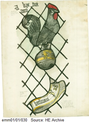 HE_Archive's tweet photo. #ArchiveZ W is for Watercolour. Florence Elsie Matley Moore made full size, accurate, watercolour copies of medieval stained glass windows during WWII to support the work of the NBR, recording heritage sites at risk from enemy action. Read more here: https://t.co/M0H0QH0bfb https://t.co/5Cqi5sx7BH