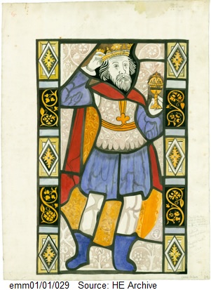 HE_Archive's tweet photo. #ArchiveZ W is for Watercolour. Florence Elsie Matley Moore made full size, accurate, watercolour copies of medieval stained glass windows during WWII to support the work of the NBR, recording heritage sites at risk from enemy action. Read more here: https://t.co/M0H0QH0bfb https://t.co/5Cqi5sx7BH