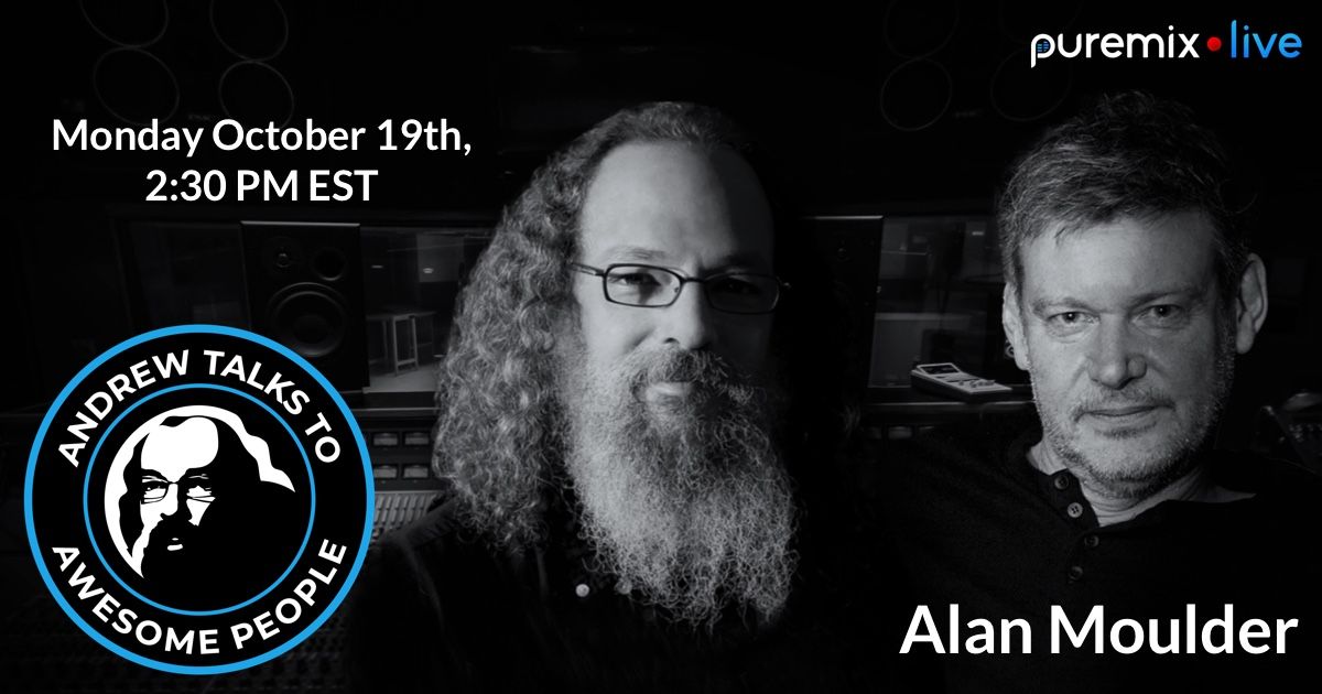 Alan Moulder has been making some of the coolest records in rock for a long, long time and we're going to talk about most of them! 

Join Alan Moulder &amp; Andrew Scheps on Monday for a new episode of Andrew Talks To Awesome People 

buff.ly/3gPZOzY