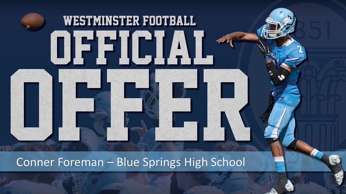 connerforeman12's tweet photo. blessed to receive my 2nd offer from Westminster!! @silvers1237 @CoachLuethje @bshsfootball https://t.co/UNVOcBk2yK
