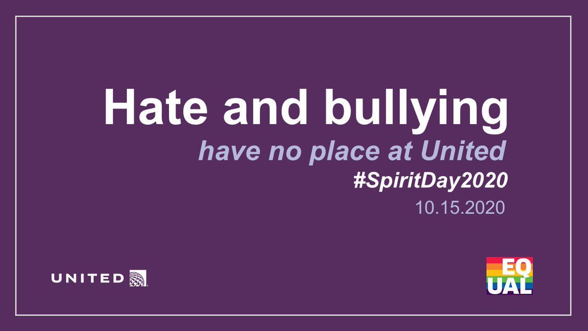 Matt Miller (@mattatunited) on Twitter photo At <a href="/United/">United Airlines</a>, we all play a role creating a culture where we can all feel safe and free to be our true, authentic selves. Hate and bullying have no place at <a href="/weareunited/">We Are United</a> or in our society. 🌈 #SpiritDay2020 #beingunited #gopurple At <a href="/United/">United Airlines</a>, we all play a role creating a culture where we can all feel safe and free to be our true, authentic selves. Hate and bullying have no place at <a href="/weareunited/">We Are United</a> or in our society. 🌈 #SpiritDay2020 #beingunited #gopurple