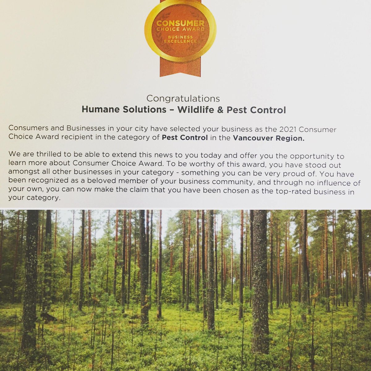 SolutionsHumane's tweet image. 🏅We WON the award for BEST COMPANY in the region
🌟 Kudos to every member of the #humanesolutions team!
🌟Thank you to every one of our clients for sustainably managing your wildlife! 
#award #best #wildlife #pestcontrol #vancouver #islands #okanagan #bc #canada #saynotoposion