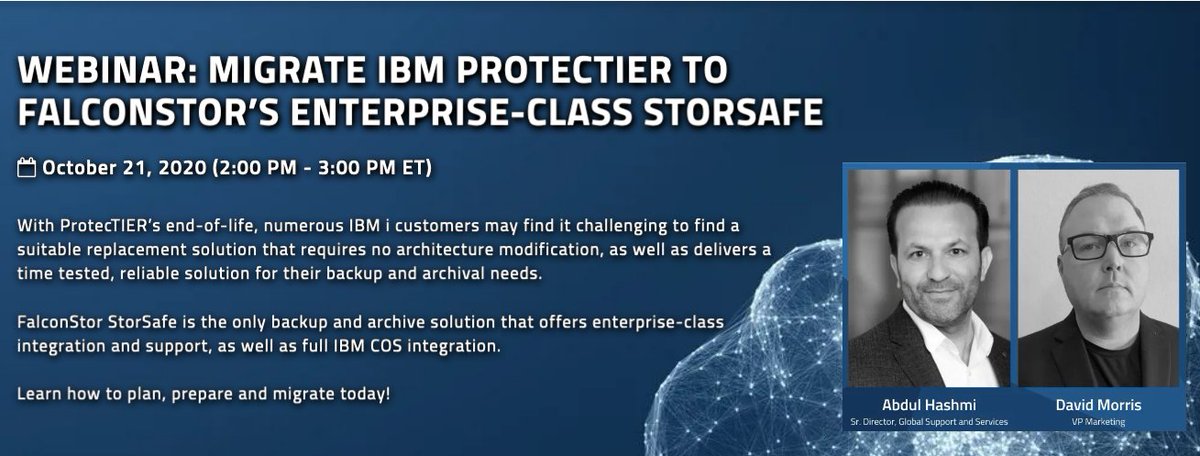 JDavidMorris's tweet image. Hey, Hey, Hey.... It is ProtecTIER Day Oct 21st... and Abdul and I are ready to answer all your questions. #ExtendedSupport #Migration #IBMCloud #containers #storage #backup #archive #storsafe #datastorage #falconstor #covid #remotemanagement #protectier
register.gotowebinar.com/register/50160…