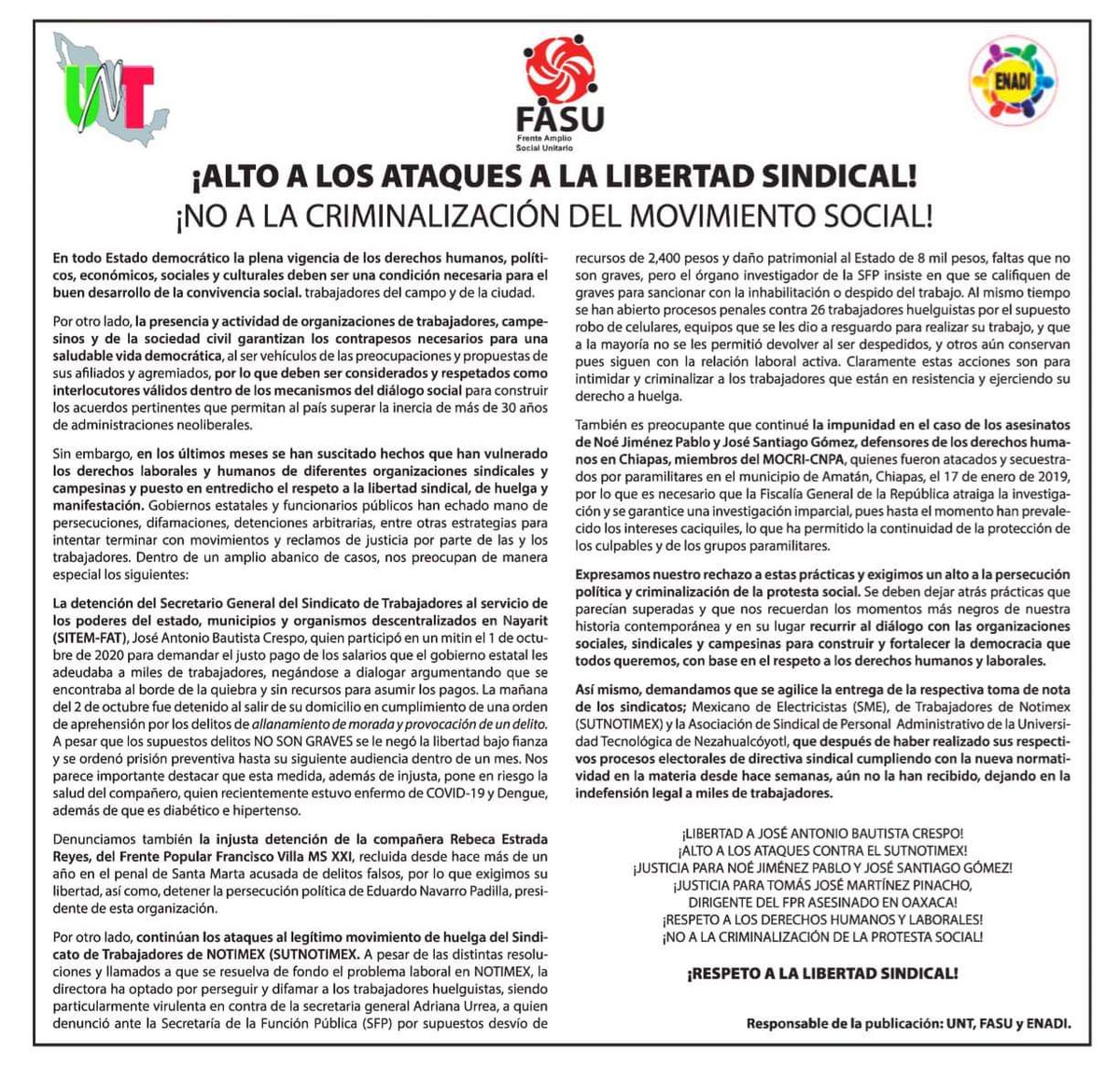 FatFrente's tweet photo. @UNT_mx @STPS_mx @aegnayarit @NayaritGobierno @sutnotimex @FGRMexico @SMEexterior @LuisaAlcalde @STRMnoticias @stunam https://t.co/Uw6xw6kQhh