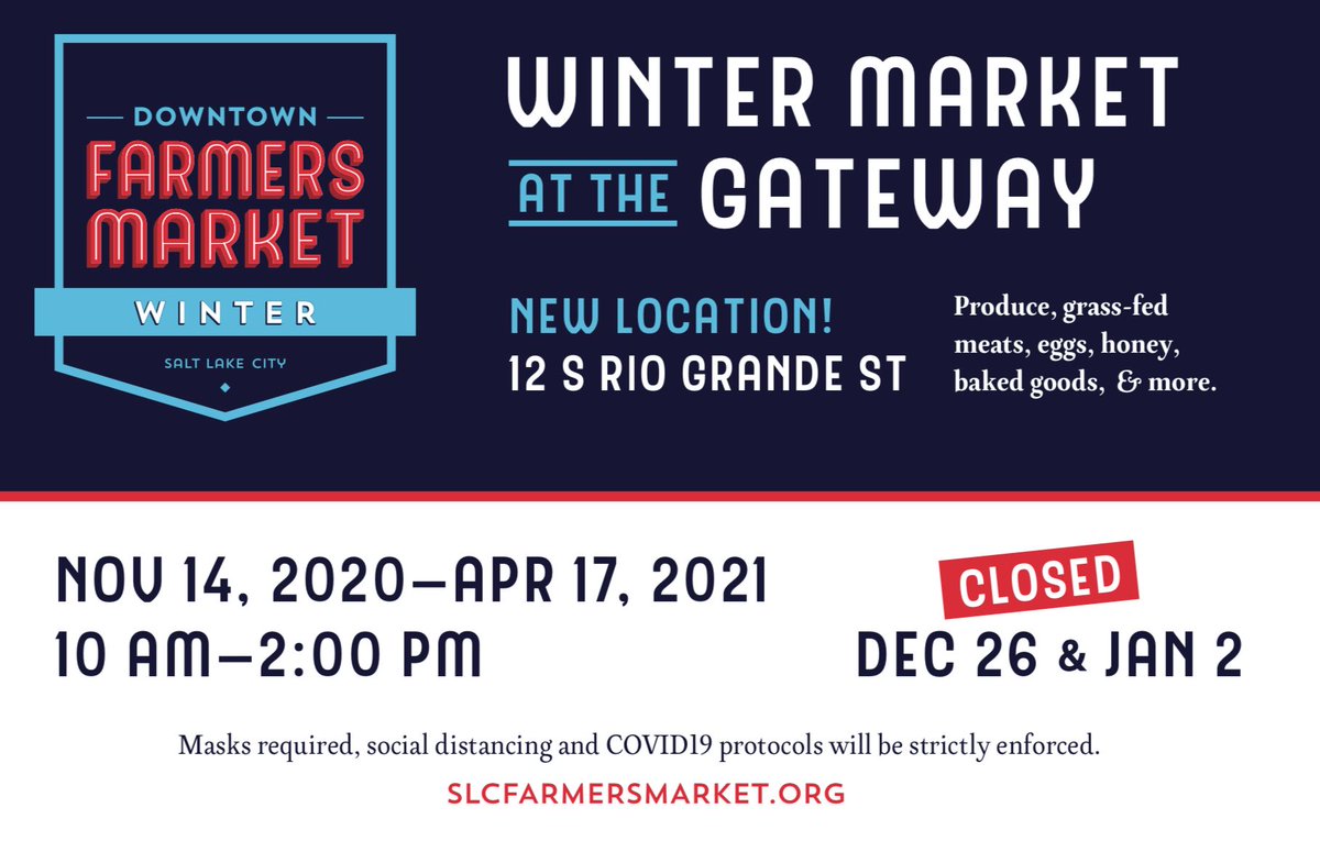 Only two more weeks of the Downtown Farmers Market at Pioneer Park, but never fear the Winter Market will start on November 14th at the Gateway. Visit our website for more info. buff.ly/MynNUm #eatlocalutah #slcfarmersmarket #winterfarmersmarket