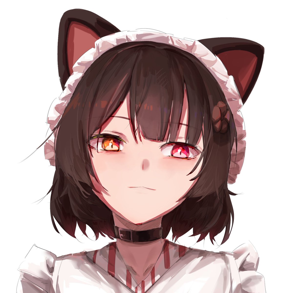 inui toko 1girl solo animal ears heterochromia red eyes dog ears maid headdress  illustration images