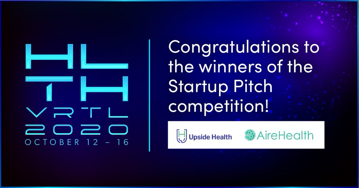 HLTHEVENT's tweet photo. Congratulations to the winners of the Startup Pitch Competition at HLTH VRTL! #HLTH2020 https://t.co/Sssyt7uE9a