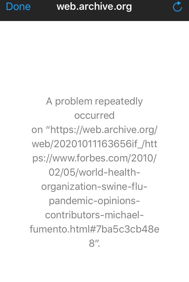 Though you might even have some trouble pulling it from archive as I did via this address:  https://web.archive.org/web/20201011163656/https://www.forbes.com/2010/02/05/world-health-organization-swine-flu-pandemic-opinions-contributors-michael-fumento.html