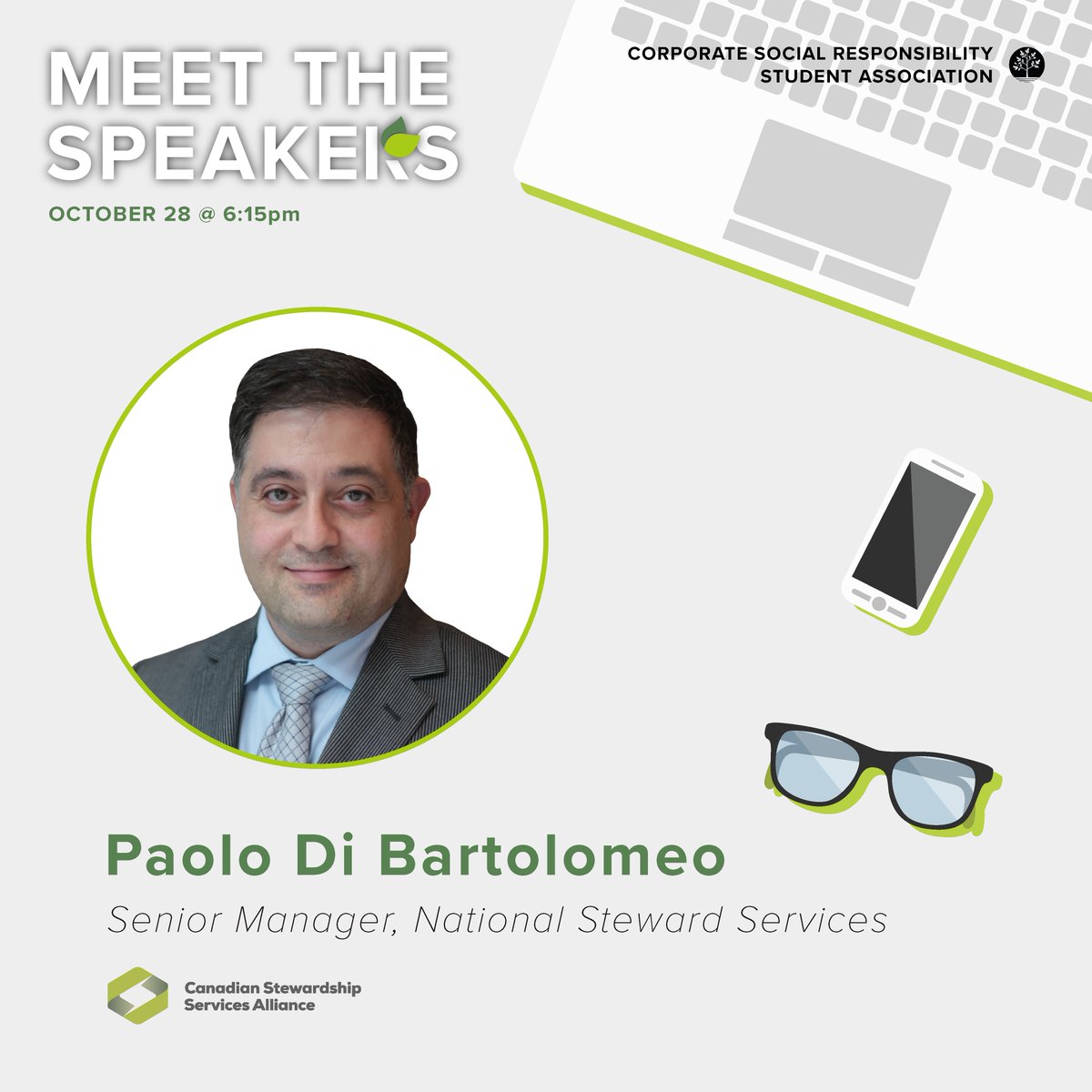 CSRSARYERSON's tweet image. ✨ We are thrilled to introduce Paolo Di Bartolomeo as a speaker in “Careers in CSR”  ✨