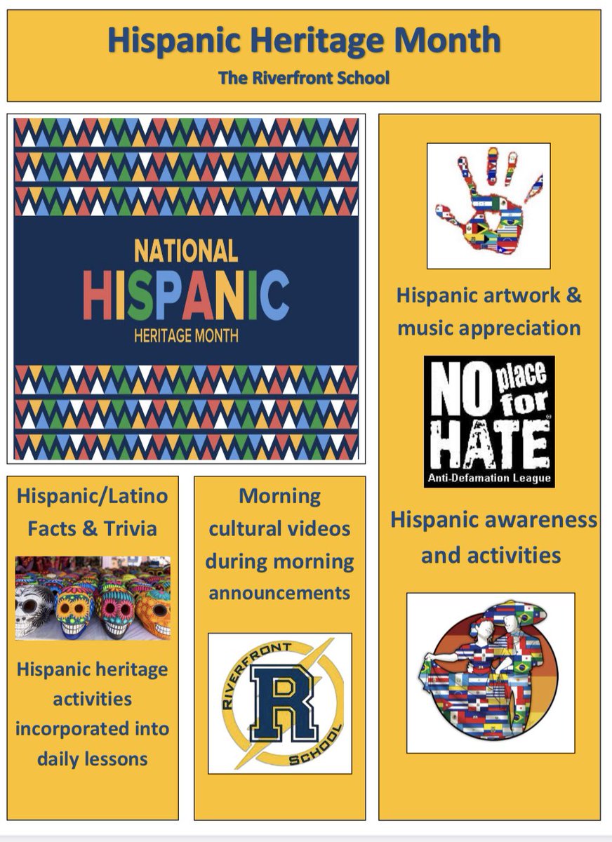 FTSD_MrT's tweet photo. The Riverfront School was able to honor and celebrate Hispanic culture and heritage throughout Hispanic Heritage Month. Hispanic Heritage Month may end today, but our focus on equity and inclusivity shall continue to move forward!#RiverfrontRocks https://t.co/IBcctp3RZr