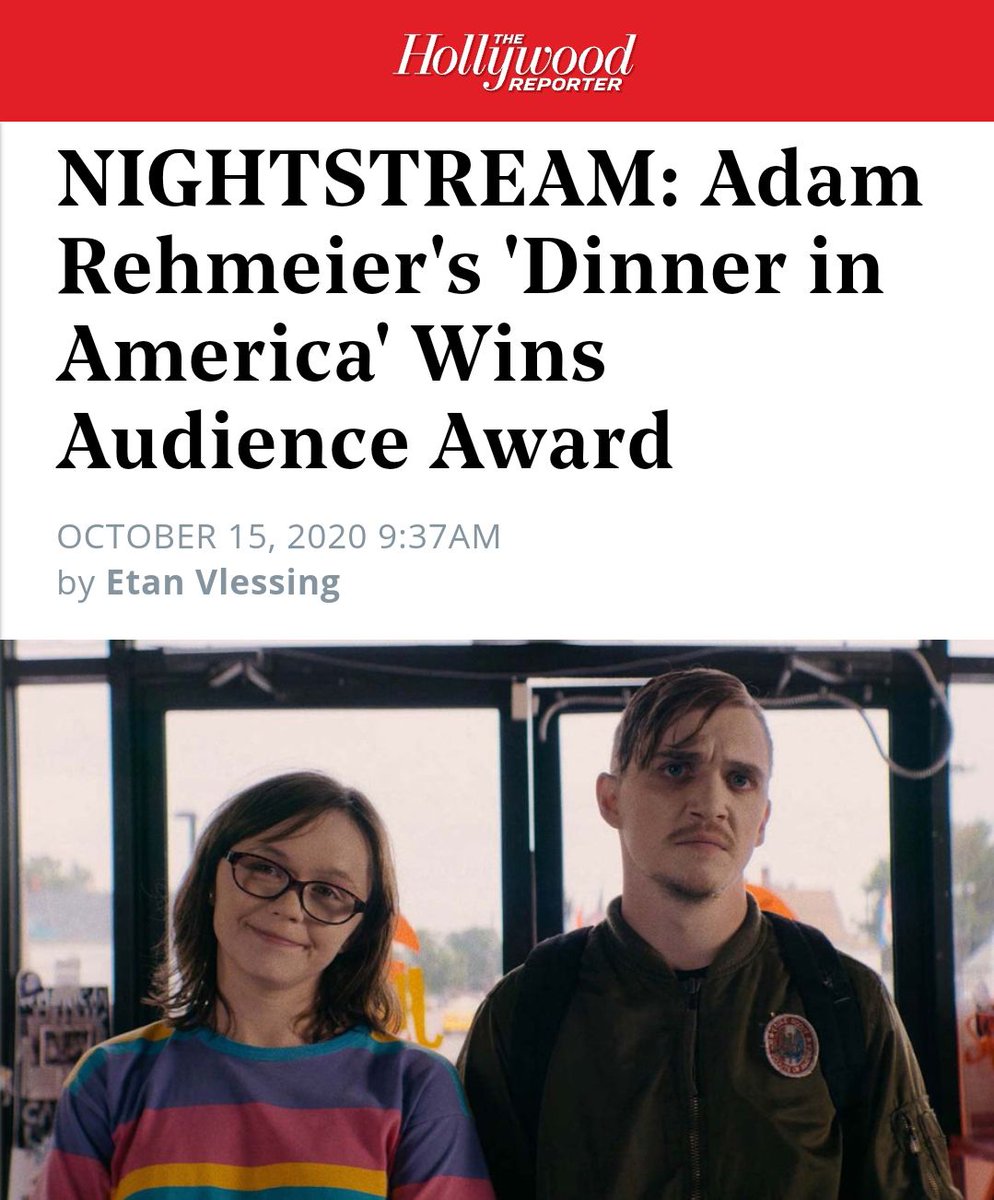 DINNER IN AMERICA nabs @NightstreamFests Audience Award! 👏👏👏 Huge congrats to director @AdamRehmeier & leads @KyleGallner + @EDSkeggs! 🐇 Read more via @THR: buff.ly/33Zz3of