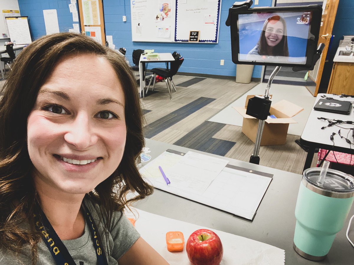 readingwithdahl's tweet photo. When you find yourself teaching on the opposite side of the school as your bestie, and oh yeah, there’s a global pandemic ... Virtual Lunch Dates to the rescue! @mzirbs 

#wcsflight #virtuallunchdate https://t.co/tTD6VHhAfQ