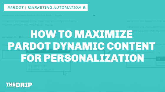 nuvemconsulting's tweet photo. Dynamic content is how you can use @Pardot to personalize marketing assets such as emails, landing pages, forms, and your website. Here is how to maximize Pardot dynamic content for personalization! https://t.co/fMdWfx73xC via @thedriptech

#Pardot #marketing #sales https://t.co/VV3YX9eV0P