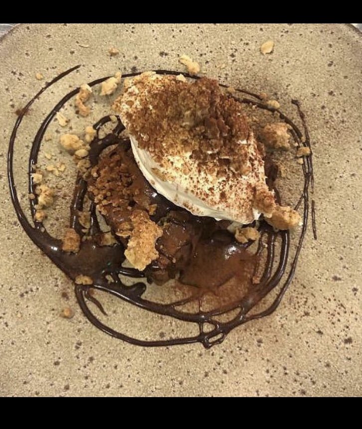 Indulge in our new dessert!Dark chocolate and amaretti terrine, amaretto chocolate sauce and a soft whipped cream!! 🍫 #charlesdickens # broadstairs #kent #margate #thanet #food #gastropub