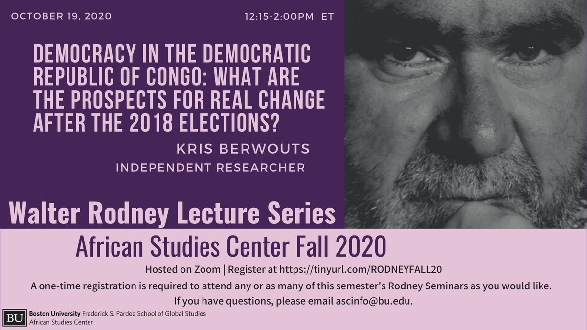 On Monday 10/19, we begin at 12:15pm ET with Kris Berwouts in a discussion of the 2018 elections in DRC. Register at the link above!