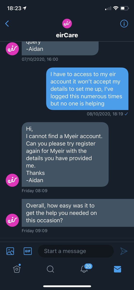 behancarmel's tweet photo. @eircare @eir  me: I can’t get into my eir or register.. have been trying this for months with no help! Eir: try register again.... for the love of god 🤬😭🤣 #badcustomerservice #FML https://t.co/u840jWb2w4