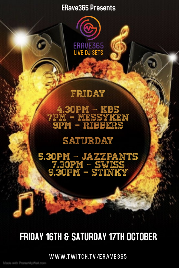 erave365's tweet photo. This weekend on ERave365! Full bill for you for Friday and Saturday night.  Get involved at https://t.co/62acvGHsEp 🕺

#housemusic #techhouse #disco #trance #progressivehouse #Livestream https://t.co/qgQPLIkzYP