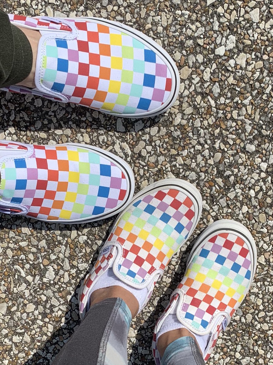 checkered vans on feet
