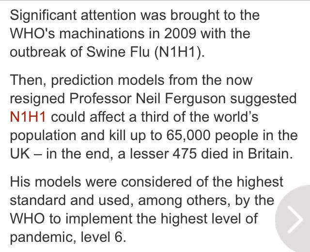 Ferguson was also involved with the WHO in making predictions re Swine Flu (2009) , yes the one that Forbes had an article on saying it had ‘faked a pandemic’ for (see above).  https://www.express.co.uk/news/world/1278972/world-health-organisation-neil-ferguson-coronavirus-pandemic-who-nhs-latest-big-pharma-spt