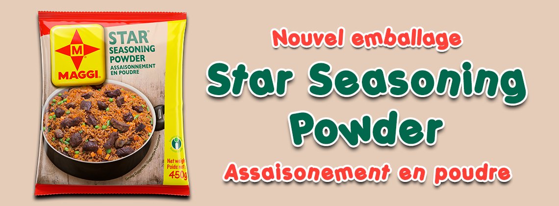 Distribution6c's tweet photo. Nouvel emballage STAR SEASONING POWDER Assaisonnement en poudre. #MAGGI #NESTLÉ https://t.co/zNLbhKqLQm