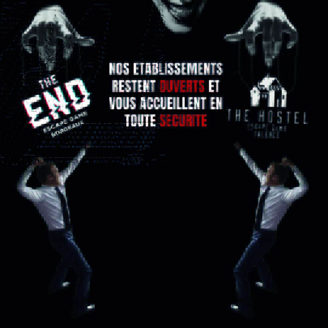 Nos établissements restent ouverts et vous accueillent en toute sécurité! 

Réservez dès maintenant vos parties sur : 
thehostel.fr
the-end.fr