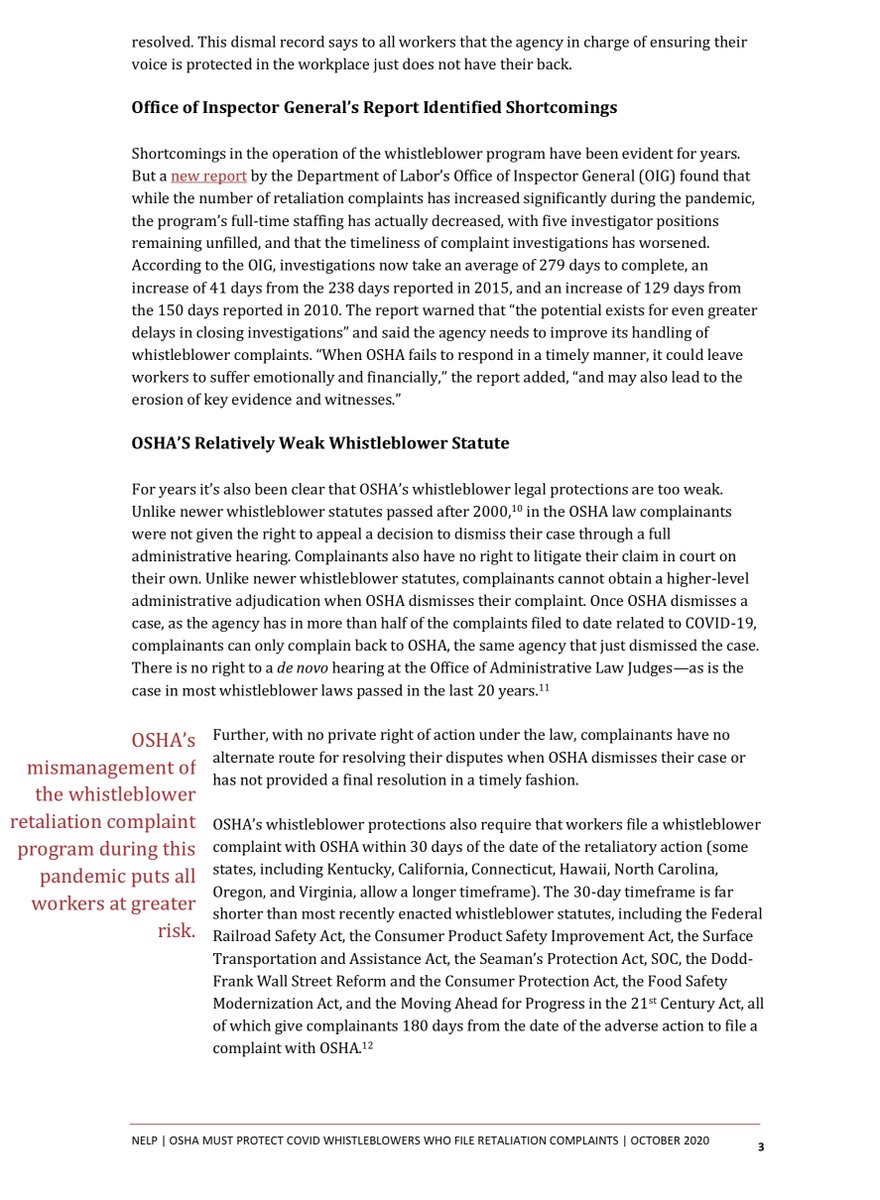 This isn’t a theoretical argumentThe facts show  @SecGeneScalia leadership @OSHA_DOL- 1 in 5 complaints (348) docketed for investigation- yet 2% of complaints (35) were resolvedSTUNNINGLY54% dismissed or closed without investigationNow do you get why I was screaming?