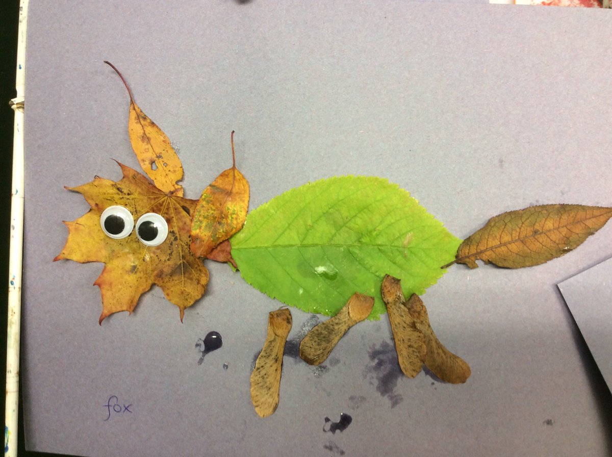 Withington_hfds's tweet photo. This afternoon we created leaf animals inspired by our text this week ‘Leaf Man’. #naturestudy #leafweek #earlyyears #Leafman #hedgehogclass https://t.co/OhHddijb32