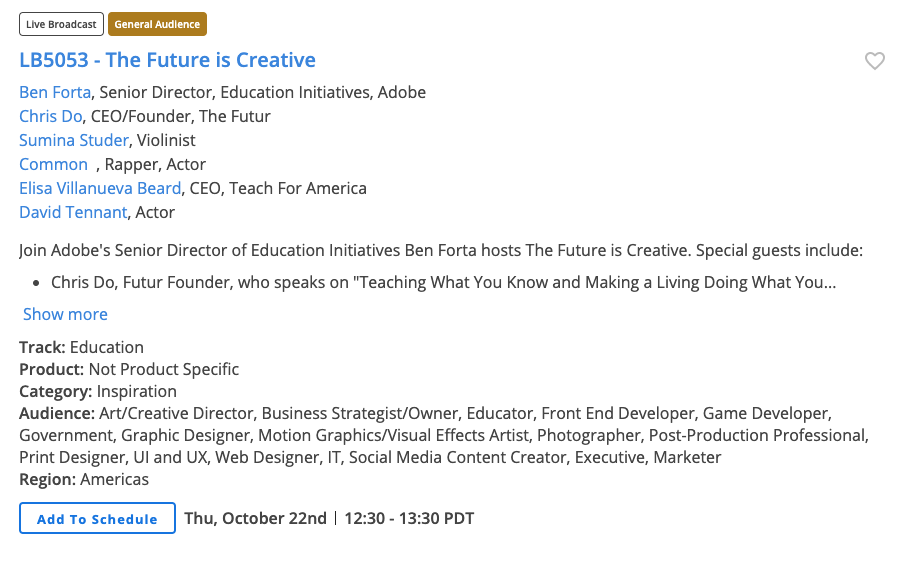 markcontreras's tweet photo. @vidmons @thefuturishere @theChrisDo Add to your MAX schedule: Thu, October 22nd12:30 - 13:30 PDT https://t.co/Zz8W53hHO5