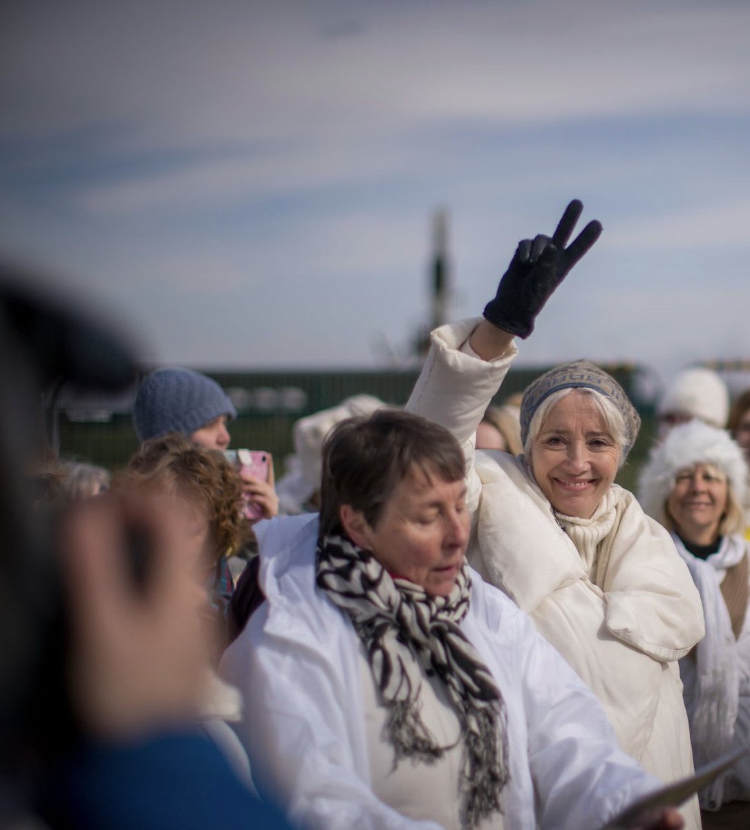 Emma Thompson joining a peaceful walk and silent protest at a controversial fracking site.