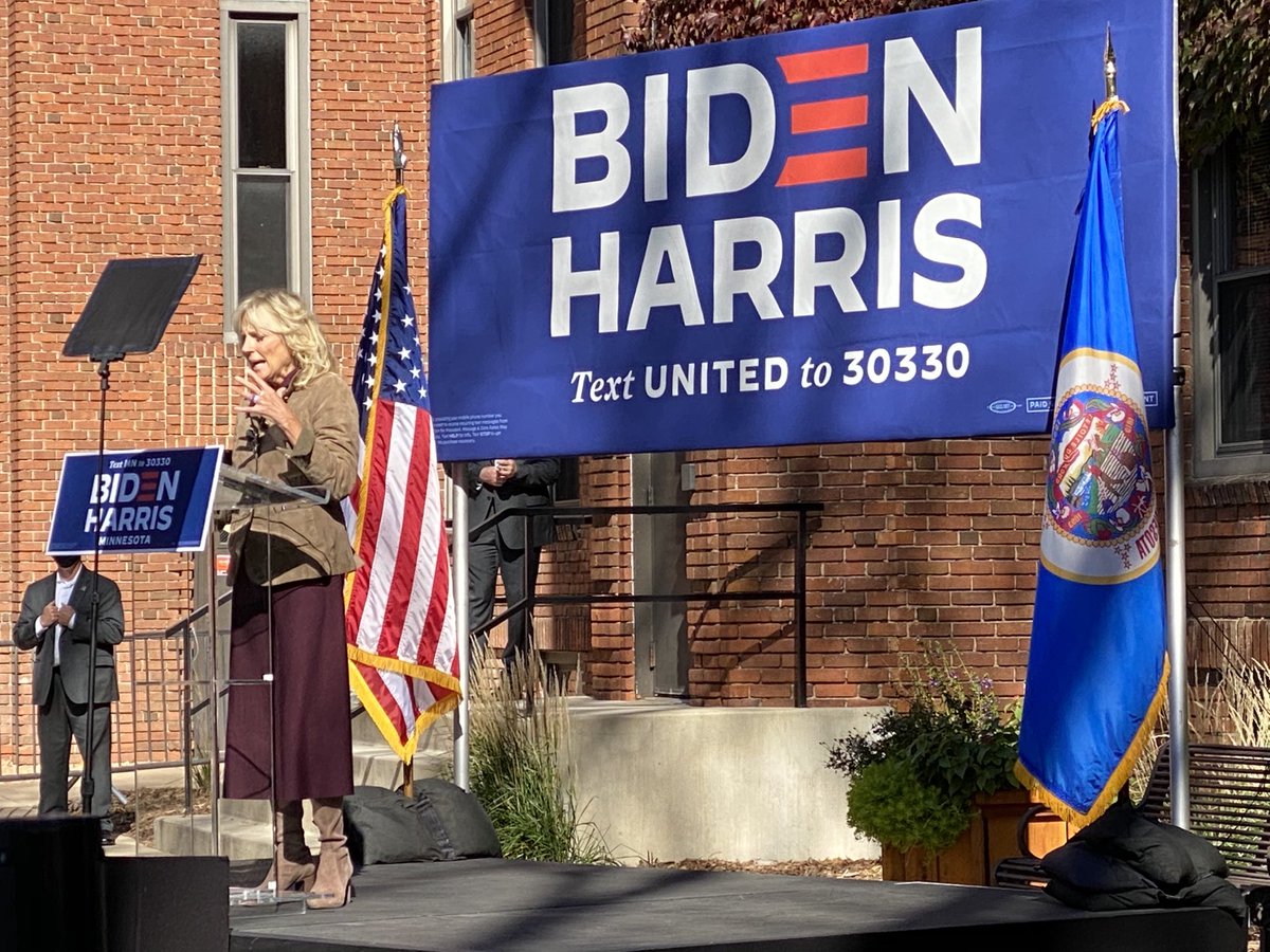 Dr. Jill Biden is ⁦<a href="/AugsburgU/">Augsburg University</a>⁩ now, challenging Auggies to get out the vote! #VoteEarly