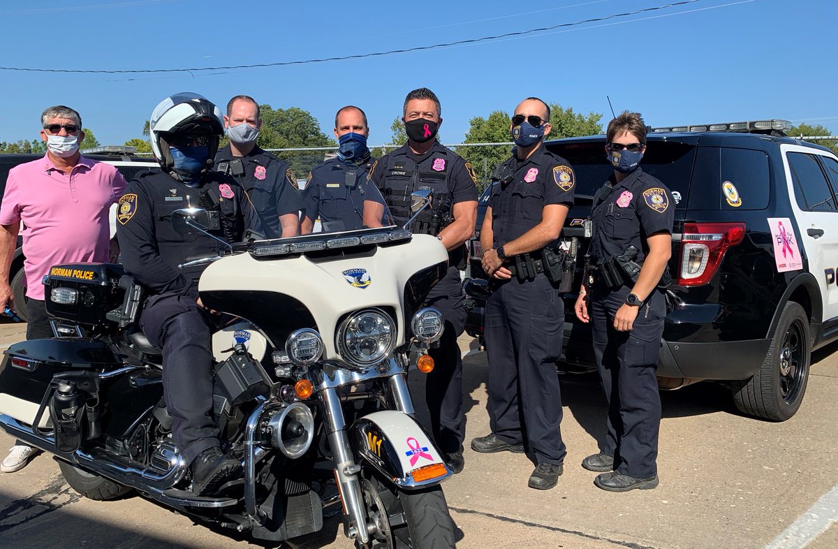 normanokpd's tweet image. We are proud to help paint Norman pink this October for cancer awareness while also standing in support of one of our own currently battling the disease. #westandwith1623 #paintthetownpink