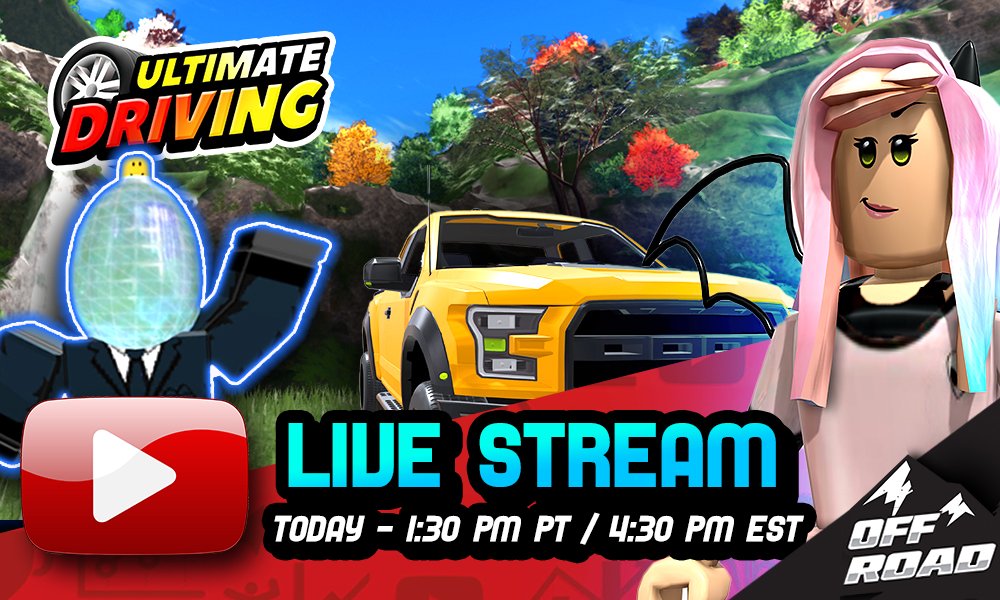 Ultimate Driving Community On Twitter Special Stream Emma Will Be Joined By Twentytwopilots And Other Guests To Show Off The New Off Road Update For Ud Westover Tune In At 1 30pm Pt 4 30pm Et - roblox ultimate driving jeep