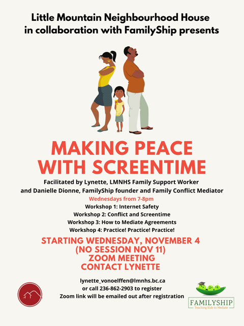 lmnhvancouver's tweet image. Mediating screentime and conflict. Who can relate to this? Join us for a 4 part workshop, Wednesdays@7pm, starting November 4th (none on Nov 11th). Email- lynette_vonoelffen@lmnhs.bc.ca for more info or to register! #MeditateToRelieveYourself #TechnologyTimes