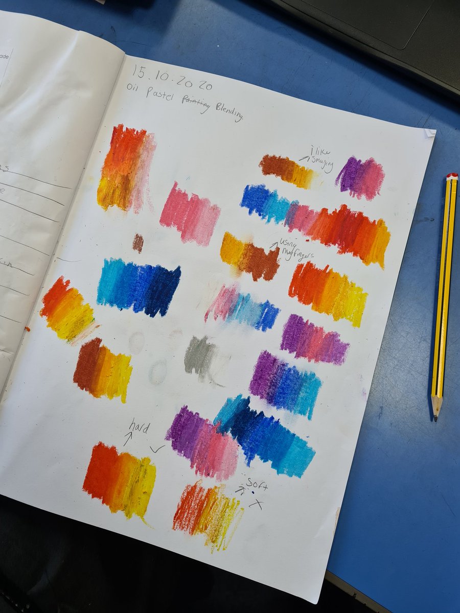 We explored blending with oil pastels today using various techniques such as using our fingers, tissues and overlapping pastels. We found what techniques produced the best results to apply to our community crest designs tomorrow #appliedskills #creative