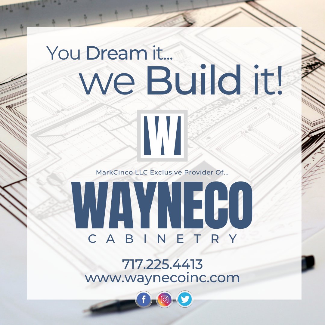 WaynecoKitchens's tweet photo. Are you ready to build the kitchen you have always wanted? Always free consultations and estimates. Showroom open daily, call us to schedule an appointment at 717.225.4413 #waynecocabinetry #markcinco #toysfortots #custom #customkitchens #custombathrooms #yorkpa #supportlocal https://t.co/tPbI25O9MK