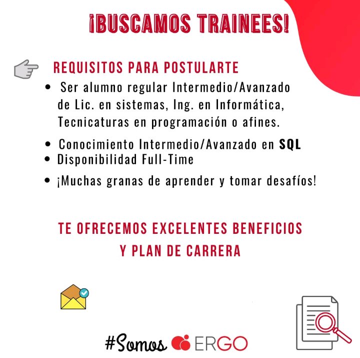 GSeba_'s tweet photo. para el/la que le interese meterse en el mundo de IT y anda buscando me puede mandar mensajito por acá o mail a sgirotto@ergorenova.com 😁 https://t.co/ZBRYSBqZbV