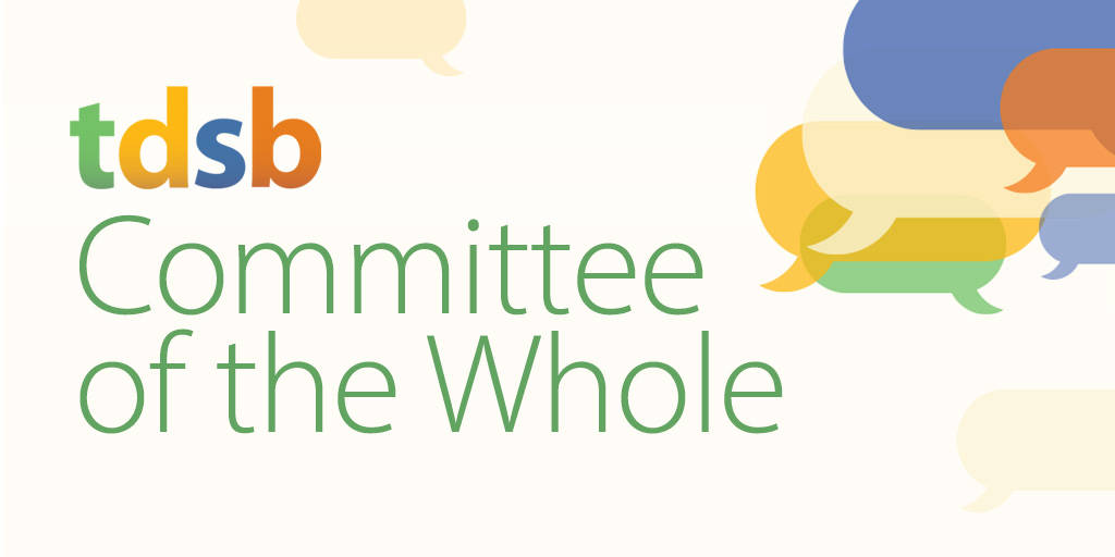 Please join us for  @tdsb Committee of the Whole beginning at 4:30 - click here  https://www.tdsb.on.ca/stream/boardmeetings/livemeeting.html Agenda includes Reports From Trustees Appointed to  @opsba and  @TOPublicHealth, Profiles of Administration Sites and an Update on School Reorganization - will live tweet