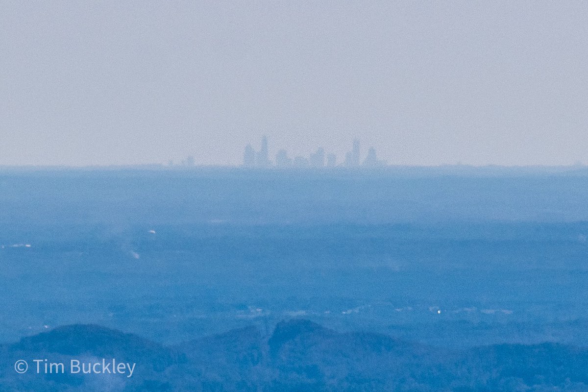 TimBuckleyWX's tweet photo. It was so clear on the @BlueRidgeNPS yesterday that you could see the Charlotte skyline about 80 miles away if you had binoculars or a zoom lens. 

Taken near Grandfather Mountain at about 5,000 ft elevation.

About the 3rd time I’ve seen this in person. 

@wfmy https://t.co/neIRV6DhiK
