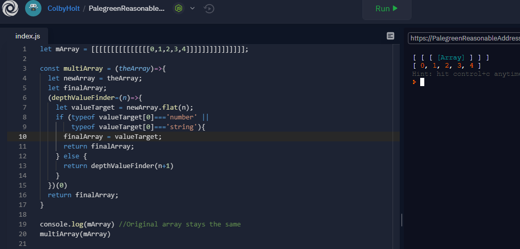 Co_Holt's tweet photo. Made a slight improvement to the original code...

#coding #100DaysOfCode https://t.co/SnE4QNkmcX