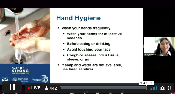 mattbuxton's tweet photo. #2020AFN on now with how-to-wear-a-mask tips from Dr. Donna Galbreath of Southcentral Foundation. Honestly, very useful to have a refresher. Handwashing, too. https://t.co/9vZMWfRIl7