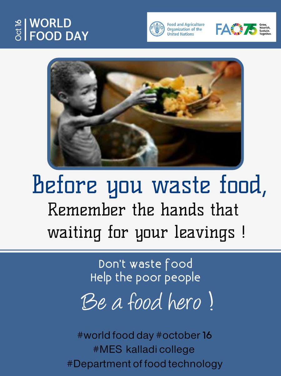 FMarkkasseri's tweet photo. #WorldFoodDay #october16
#MES_Kalladi_college
#Department_of_Foodtechnology https://t.co/R2gys3r6fQ