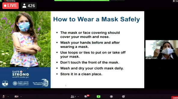mattbuxton's tweet photo. #2020AFN on now with how-to-wear-a-mask tips from Dr. Donna Galbreath of Southcentral Foundation. Honestly, very useful to have a refresher. Handwashing, too. https://t.co/9vZMWfRIl7