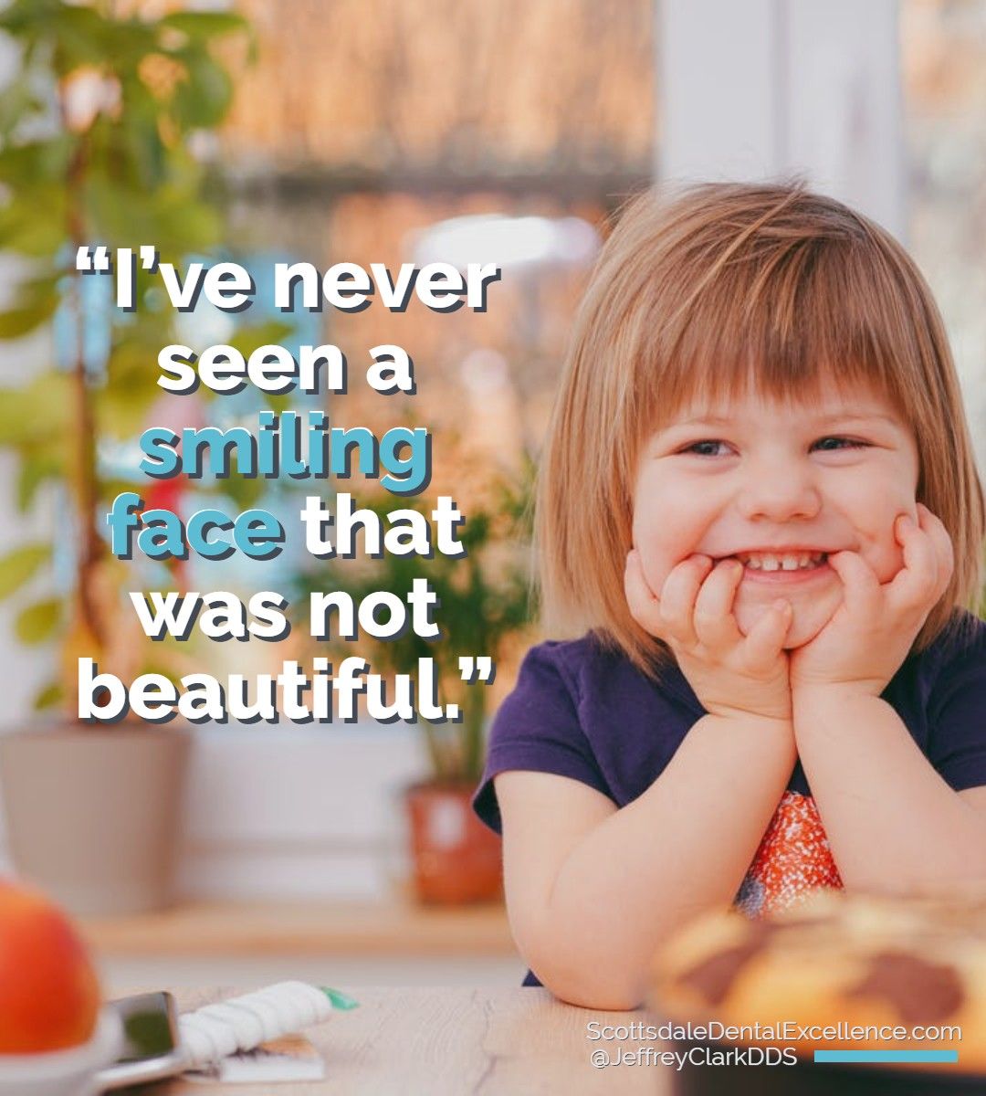 JeffreyClarkDDS's tweet photo. "I’ve never seen a smiling face that was not beautiful." 😍 

#smilequote #smilemore #motivationalquote https://t.co/gwxXJuqdyq