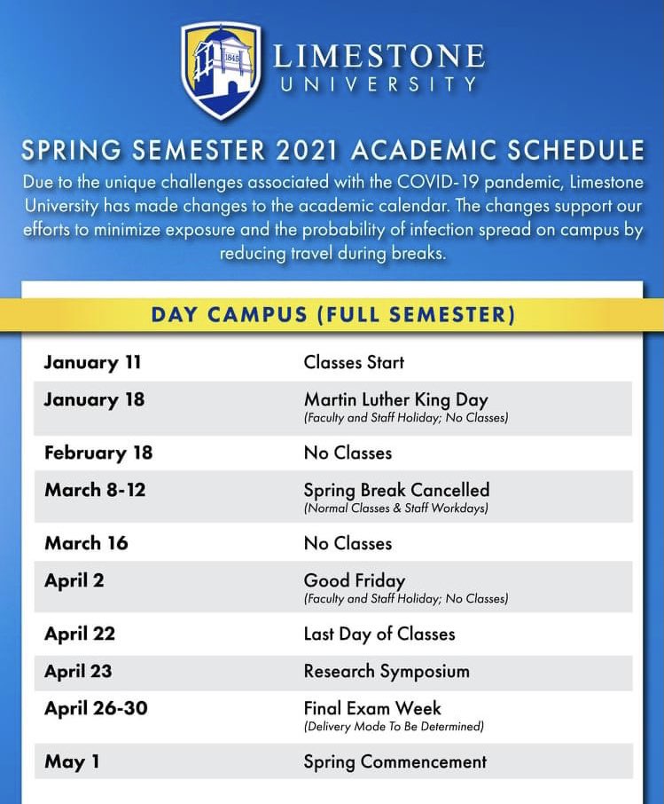 LimestoneAdmiss's tweet photo. Ready to become a Saint this spring? Check out the new Spring Schedule for class start dates! https://t.co/3pPTL38reU