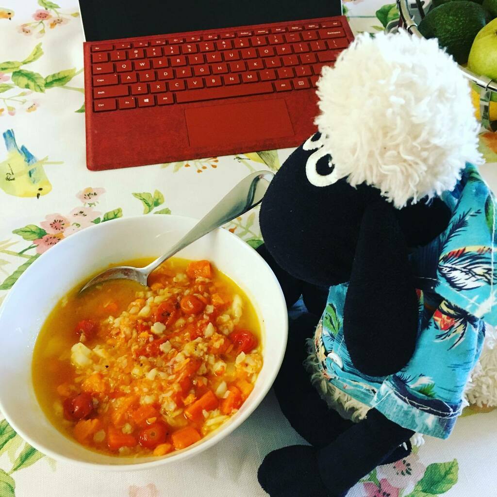 Annettehelen's tweet photo. Enjoying my fish stew for lunch. #tilapia #instantpot #instantpotmini #yum #plushiesofinstagram #shaunthesheep https://t.co/wsuKrcLIeS https://t.co/ohnqXBvtkR