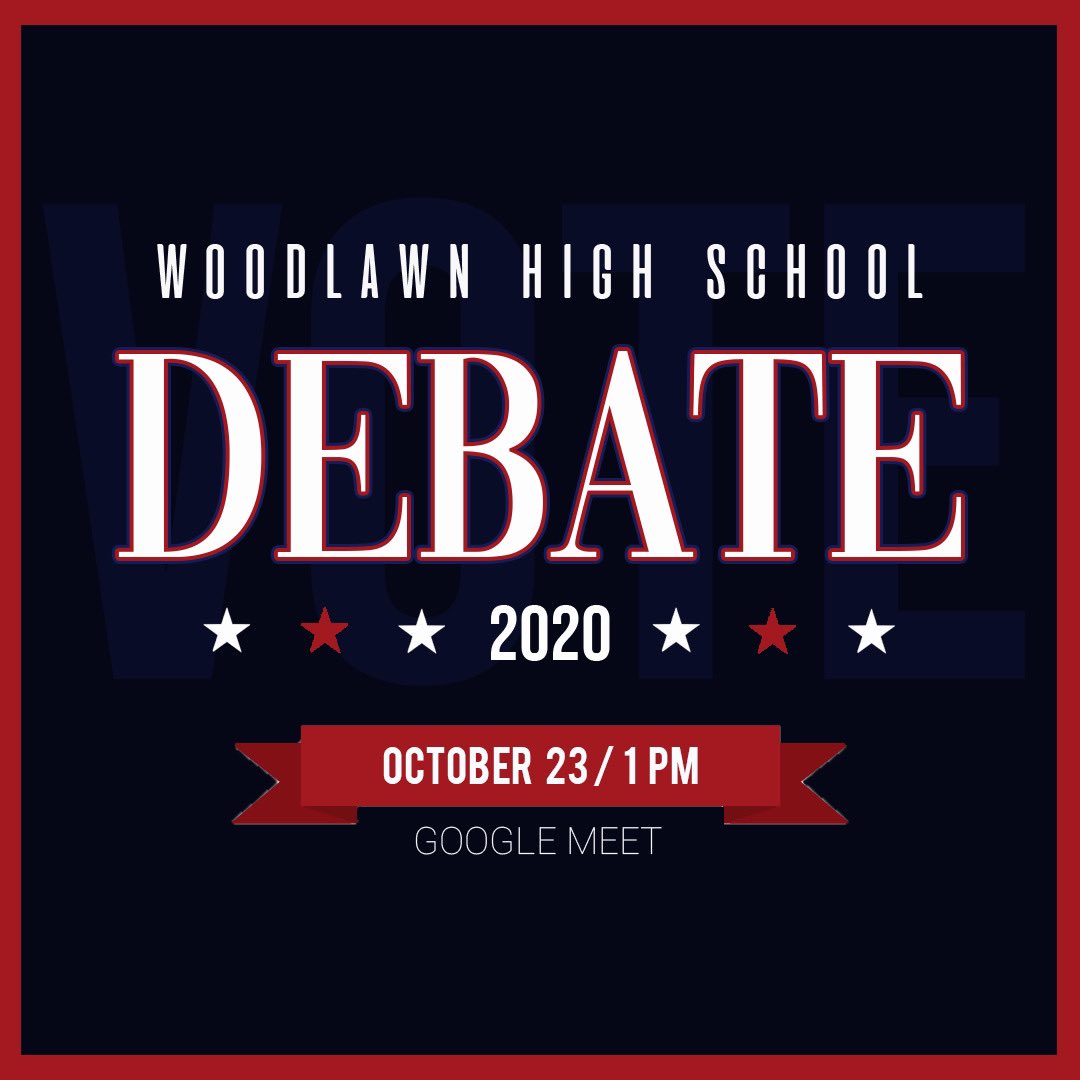 It’s not too late! Place your name on the ballot to be in the first ever WHS Debate! Just email Mr. Smith (mattsmith@woodlawnschools.org) to secure your spot. Everybody else - get ready to tune in!