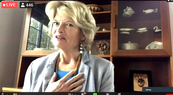 mattbuxton's tweet photo. Alaska U.S. Sen. Lisa Murkowski appears live with a land recognition, adds, "The whole week is a reminder of how much we can accomplish when we work together."
(Sullivan and Young are scheduled for Friday)
#2020AFN https://t.co/KcBaU77T48